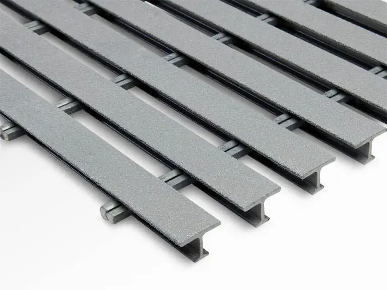 Pultruded FRP I-beam and flat bar profiles for heavy-duty mining walkways