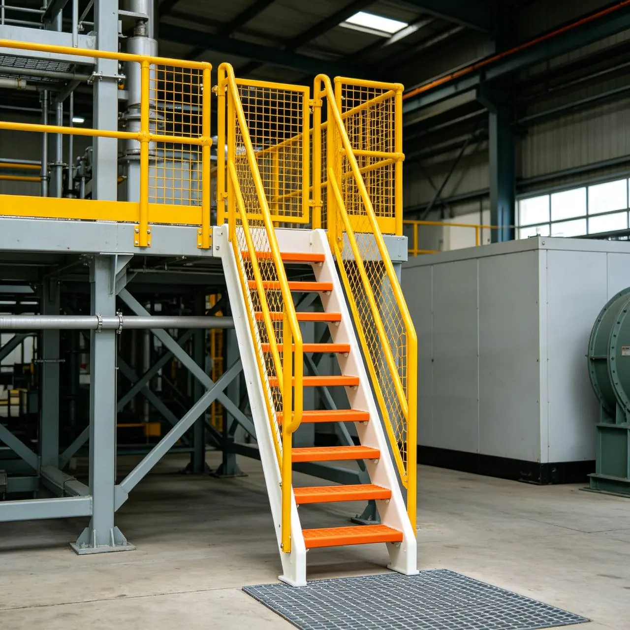 FRP fixed ladder with safety cage