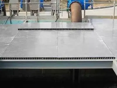 FRP grating decking over water drainage bed